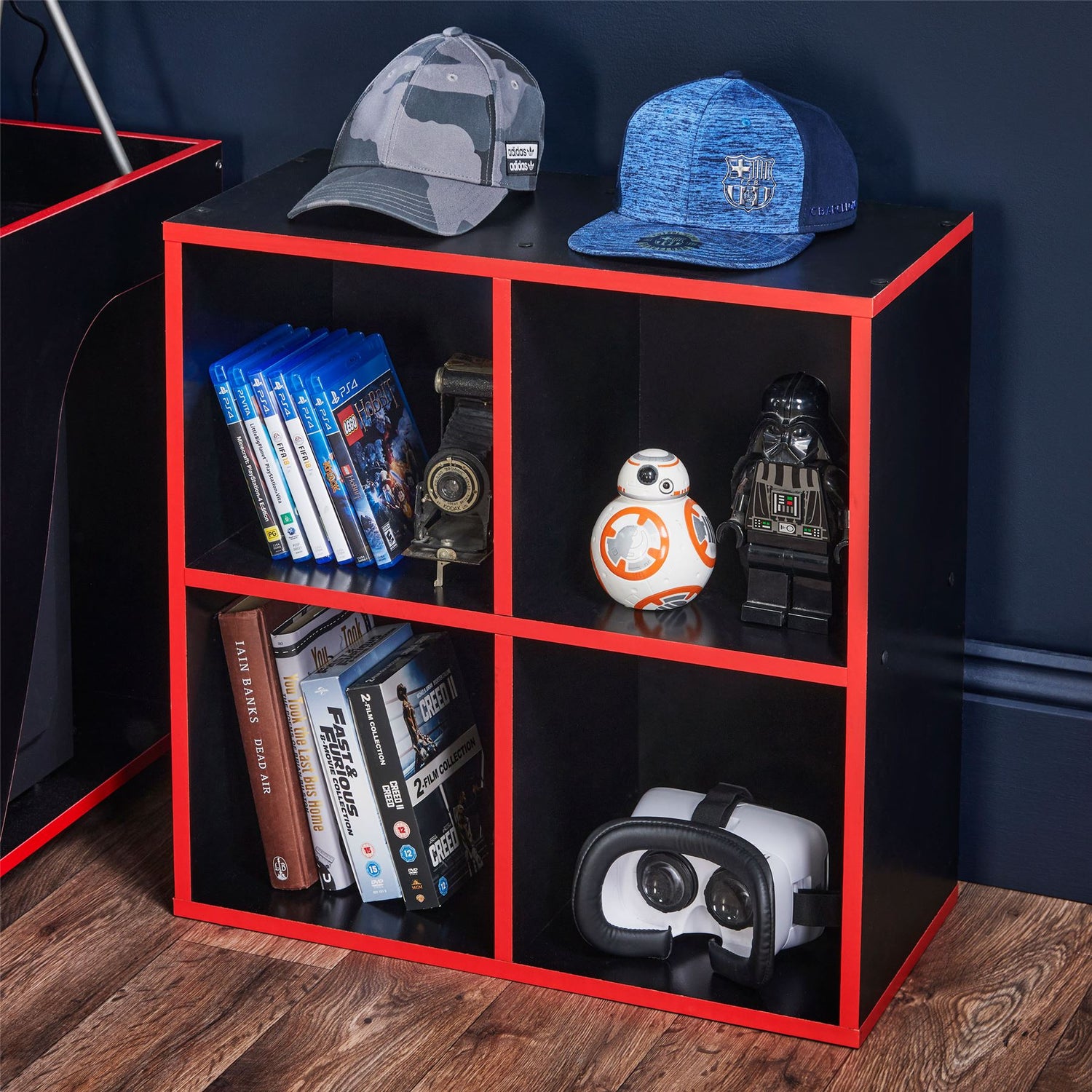 4 Cube Storage Unit - Black and Red