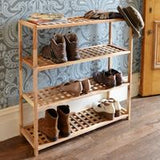 4 Tier Walnut Wooden Shoe Rack - Not A Boring Box APFE
