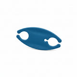 Blue plastic tool with a unique design on a white background