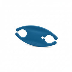 Blue plastic tool with a unique design on a white background