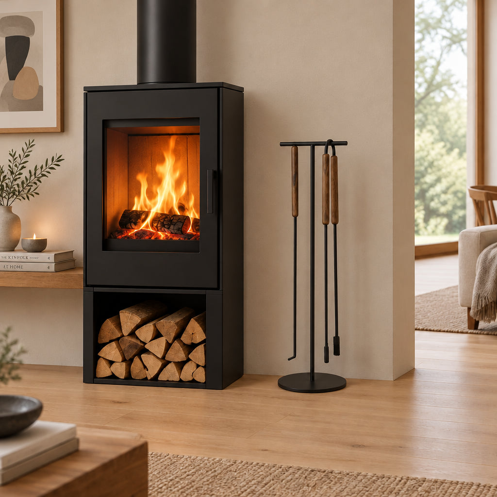 Blomus ASHI Fireside Companion Set – Steel & Oak