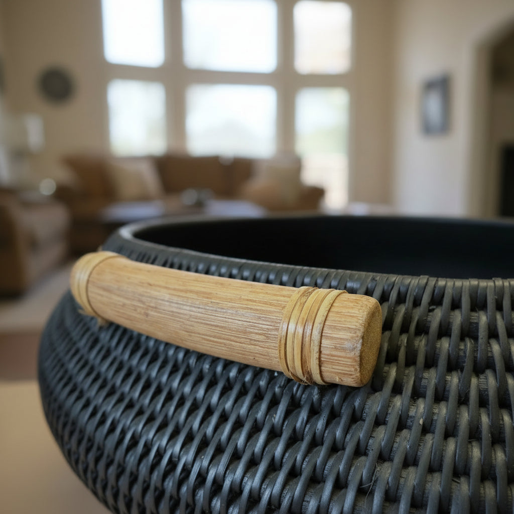 Large Decorative Weave Basket with Handles