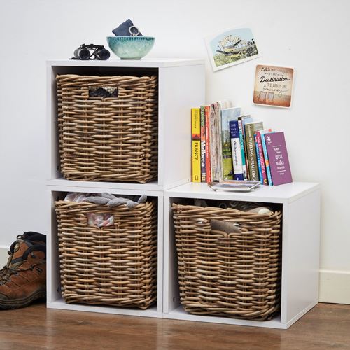 Handbridge Storage Cube with Rattan Basket - Set 3 – Not A Boring Box