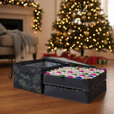 Decorative box with colorful Christmas ornaments on a white background