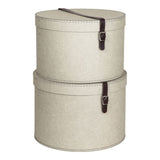 Set of 2 Hat Boxes with Leather Strap - Rut - Not A Boring Box APFE