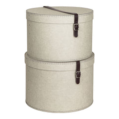 Set of 2 Hat Boxes with Leather Strap - Rut - Not A Boring Box APFE
