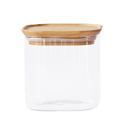 Pebbly Glass Storage Canisters with Bamboo Lid