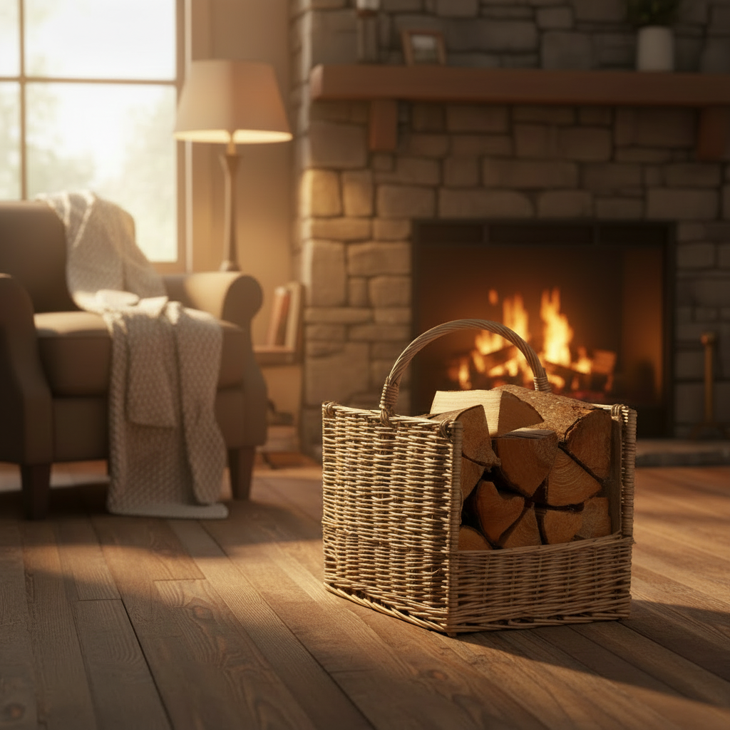 Handmade Contemporary Log Basket With Lining