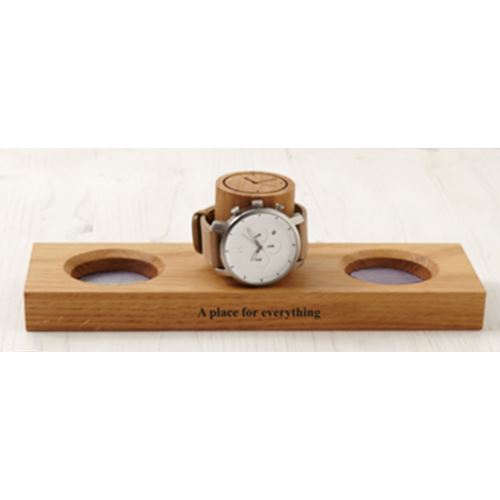 Solid Oak Watch Stand & Cufflink Tray