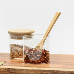Glass Spice Jar With Bamboo Lid - Set Of 10