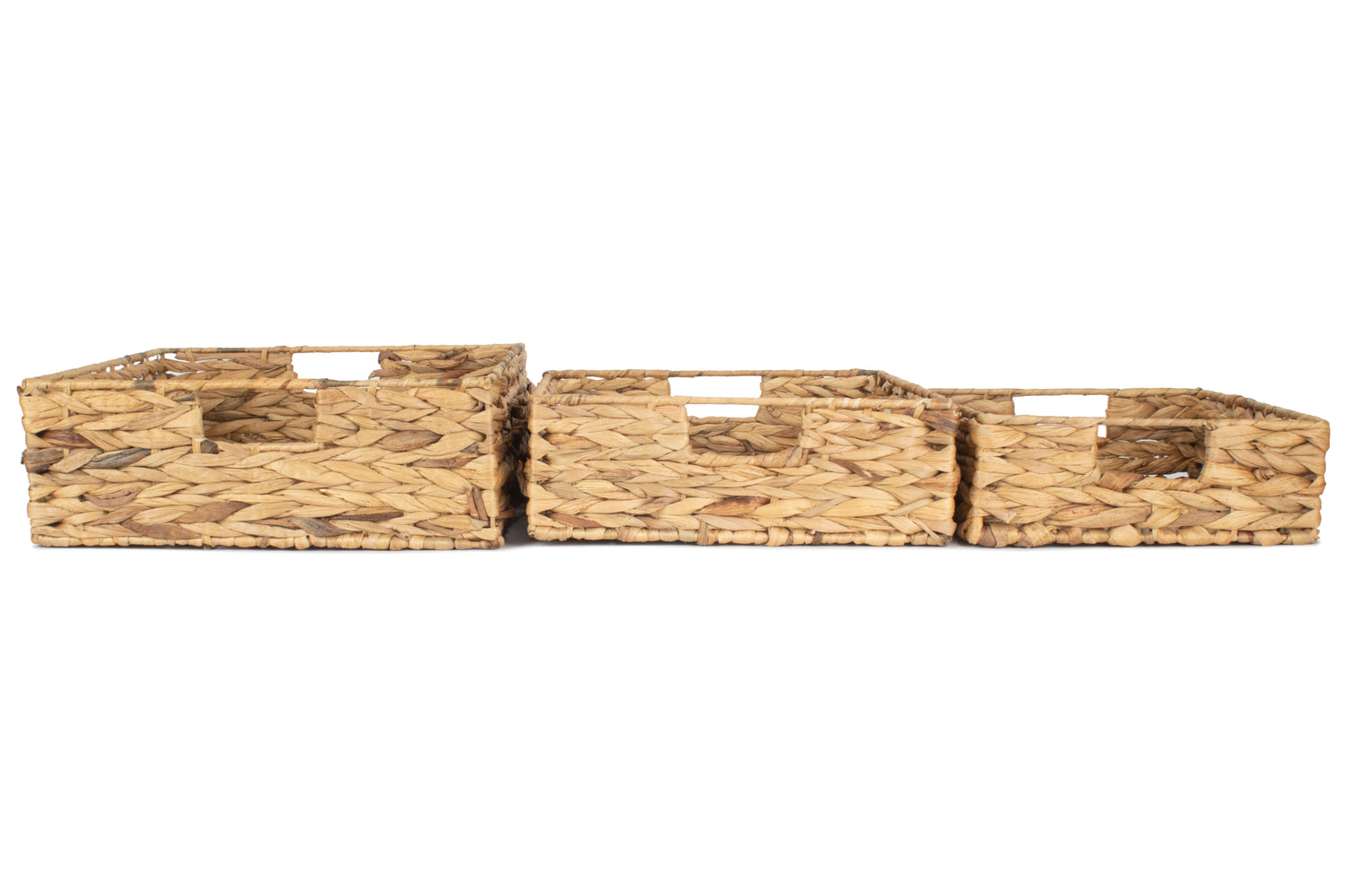 Set of 3 Shallow Water Hyacinth Storage Baskets