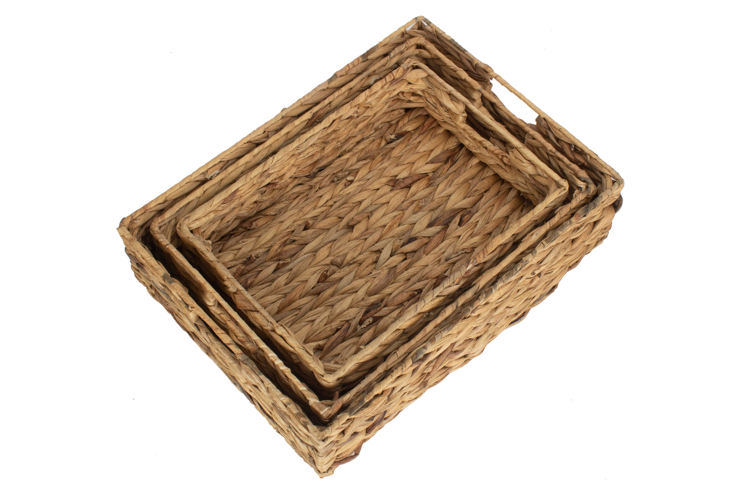 Set of 3 Shallow Water Hyacinth Storage Baskets