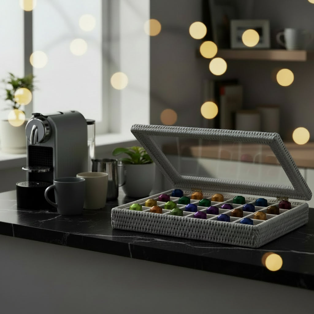 Luxury Rattan Nespresso Pod Storage Box
