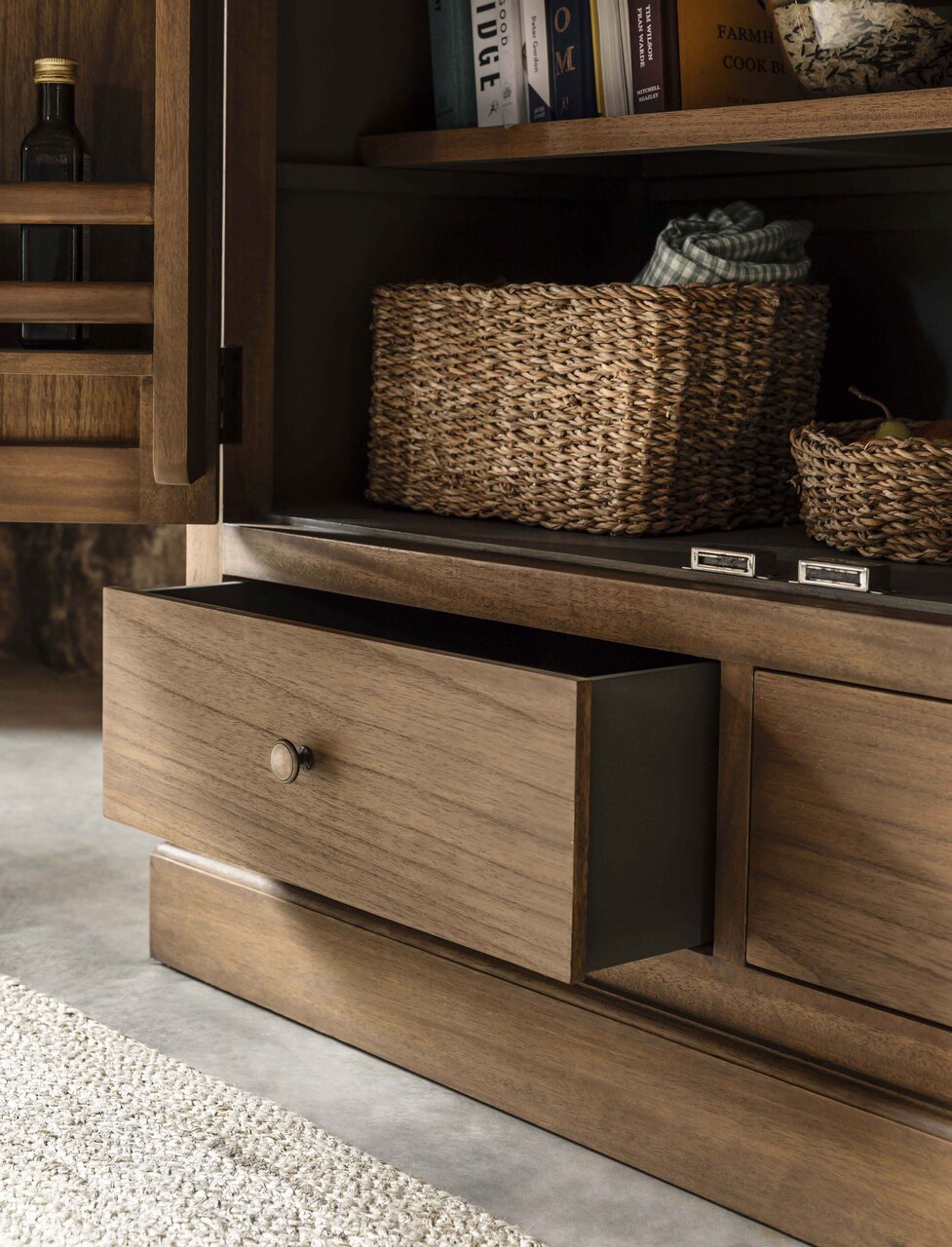 Walcote Pantry Cupboard Natural Wood