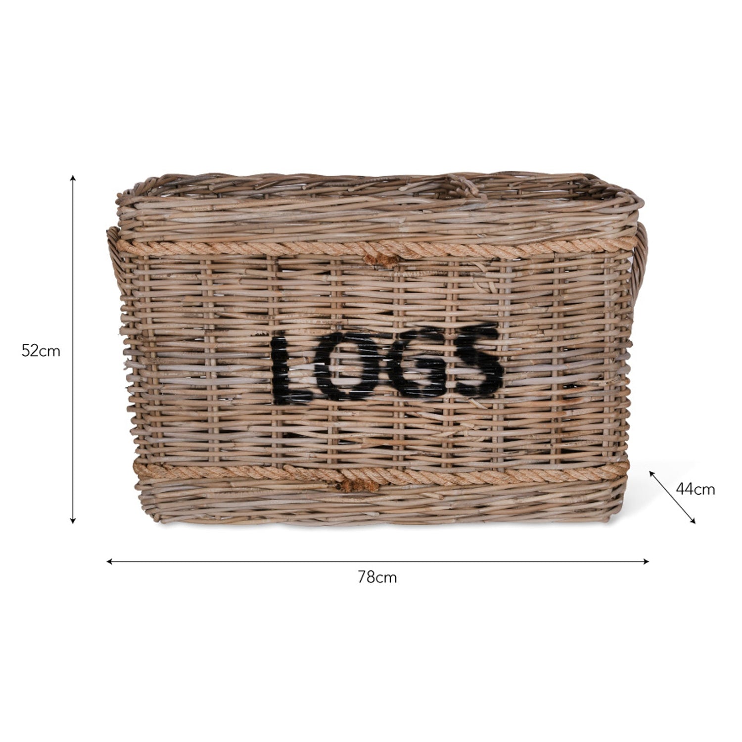 Rattan & Rope Rectangular Log Basket