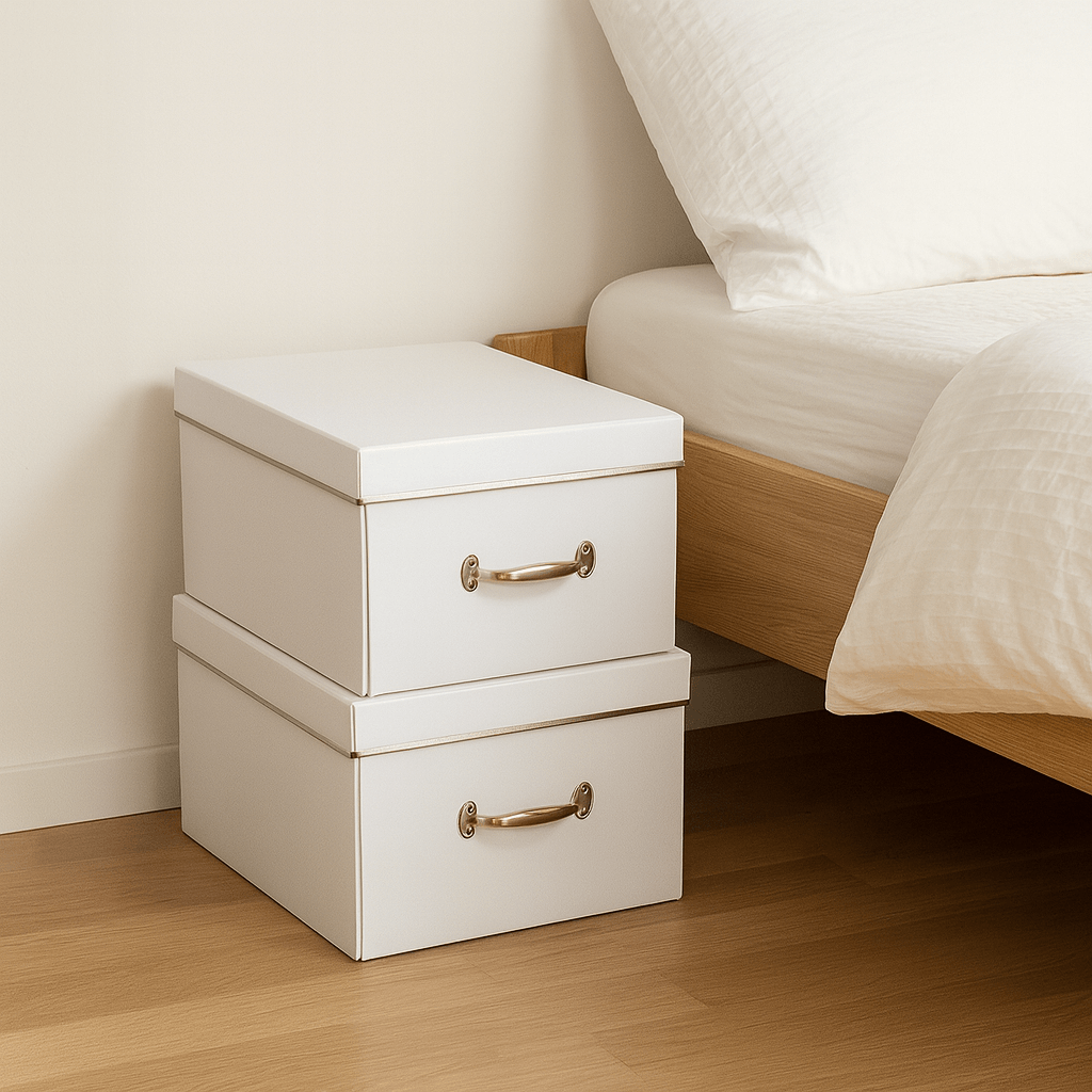 Set of 2 Large Storage Boxes with Metal Handles