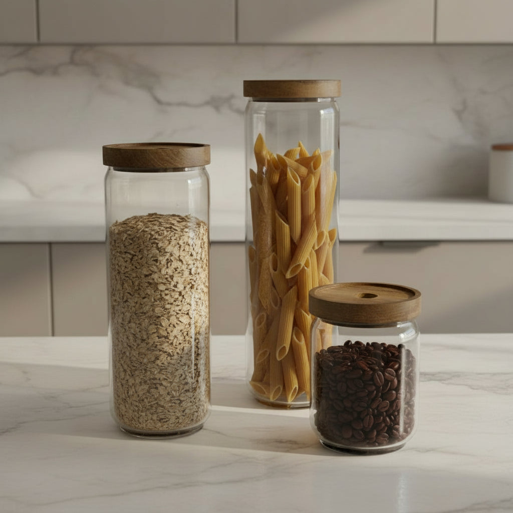 Glass Storage Jar With Acacia Lid