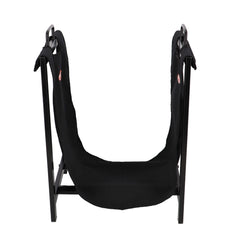 Black log hammock with straps on a white background