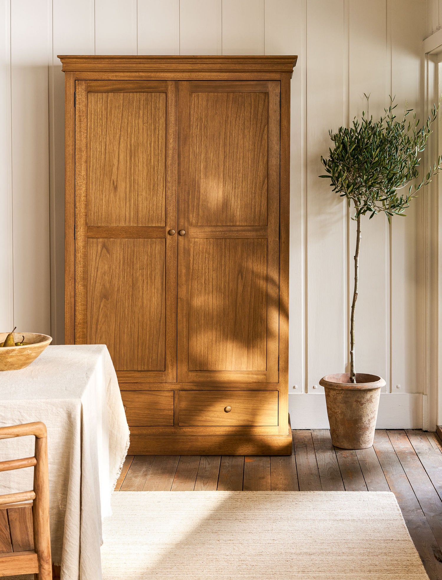 Walcote Pantry Cupboard Natural Wood