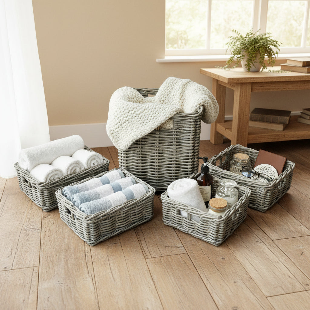 Hand Crafted Rattan Storage Set