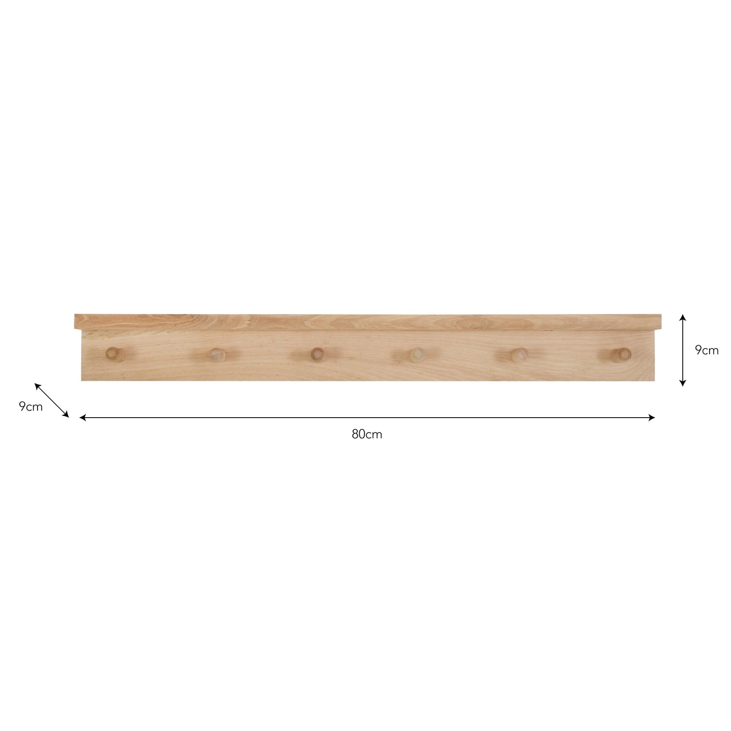 Wooden board with dimensions labeled on a white background