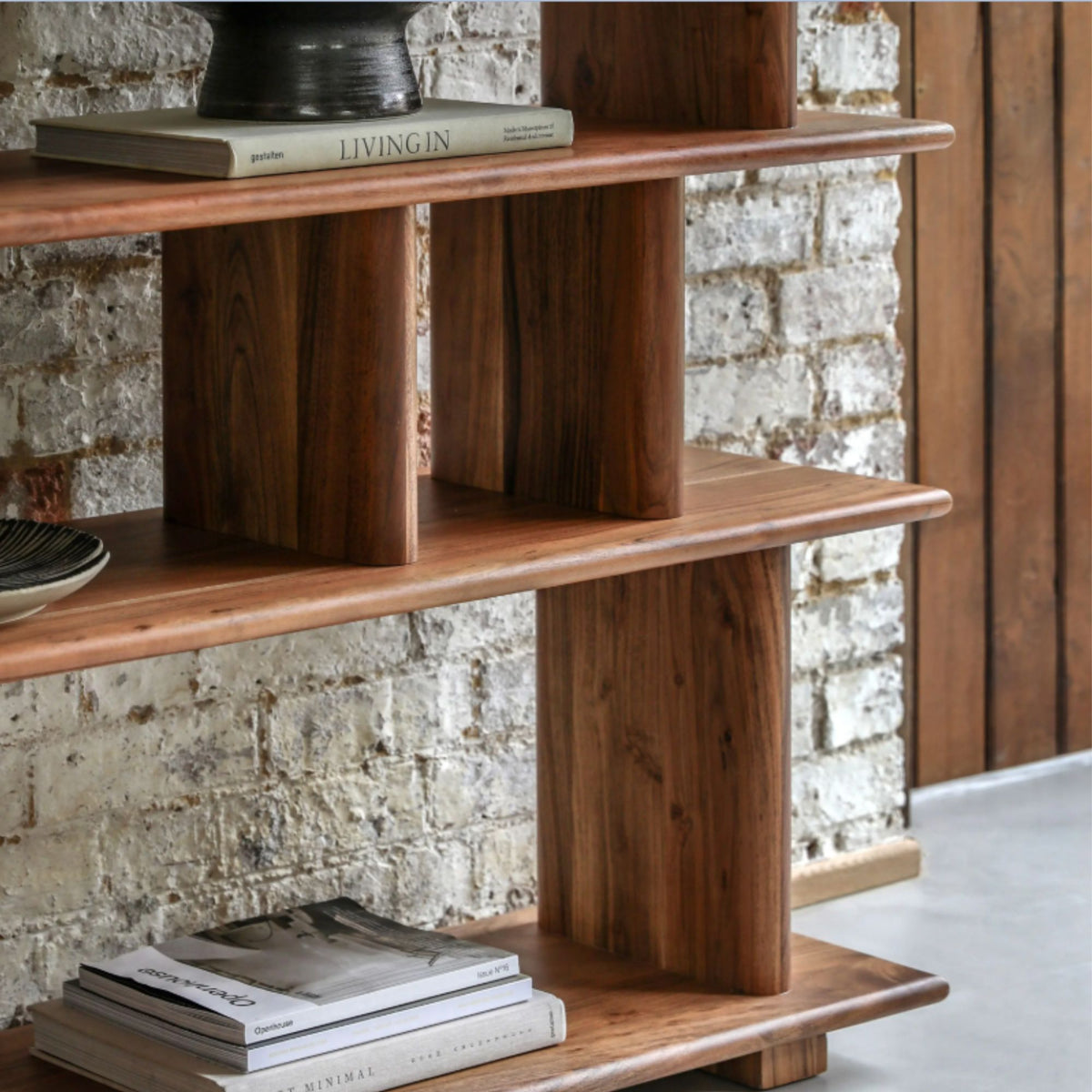 Open Acacia Wood Shelving Unit