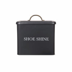 Black shoe shine box with 'SHOE SHINE' text on a white background