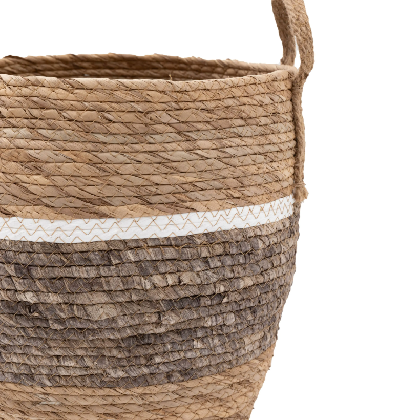 Woven Storage Baskets with Contrast Stripes – Set of 2