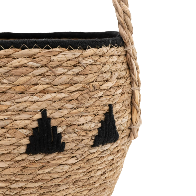Natural & Black Woven Seagrass Storage Baskets – Set of 3