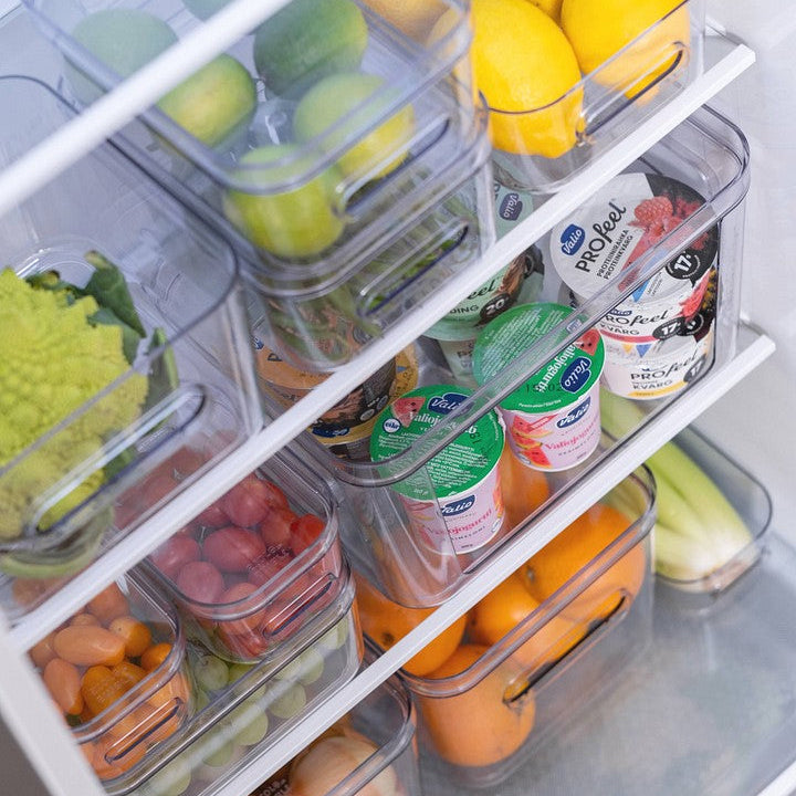 Open Front - Medium Stacking Lidded Fridge Storage Box