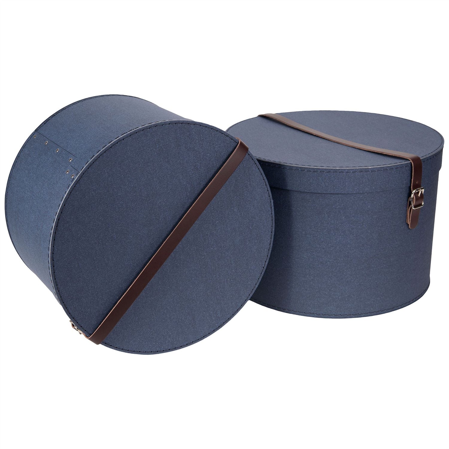 Set of 2 Hat Boxes with Leather Strap - Rut - Not A Boring Box APFE