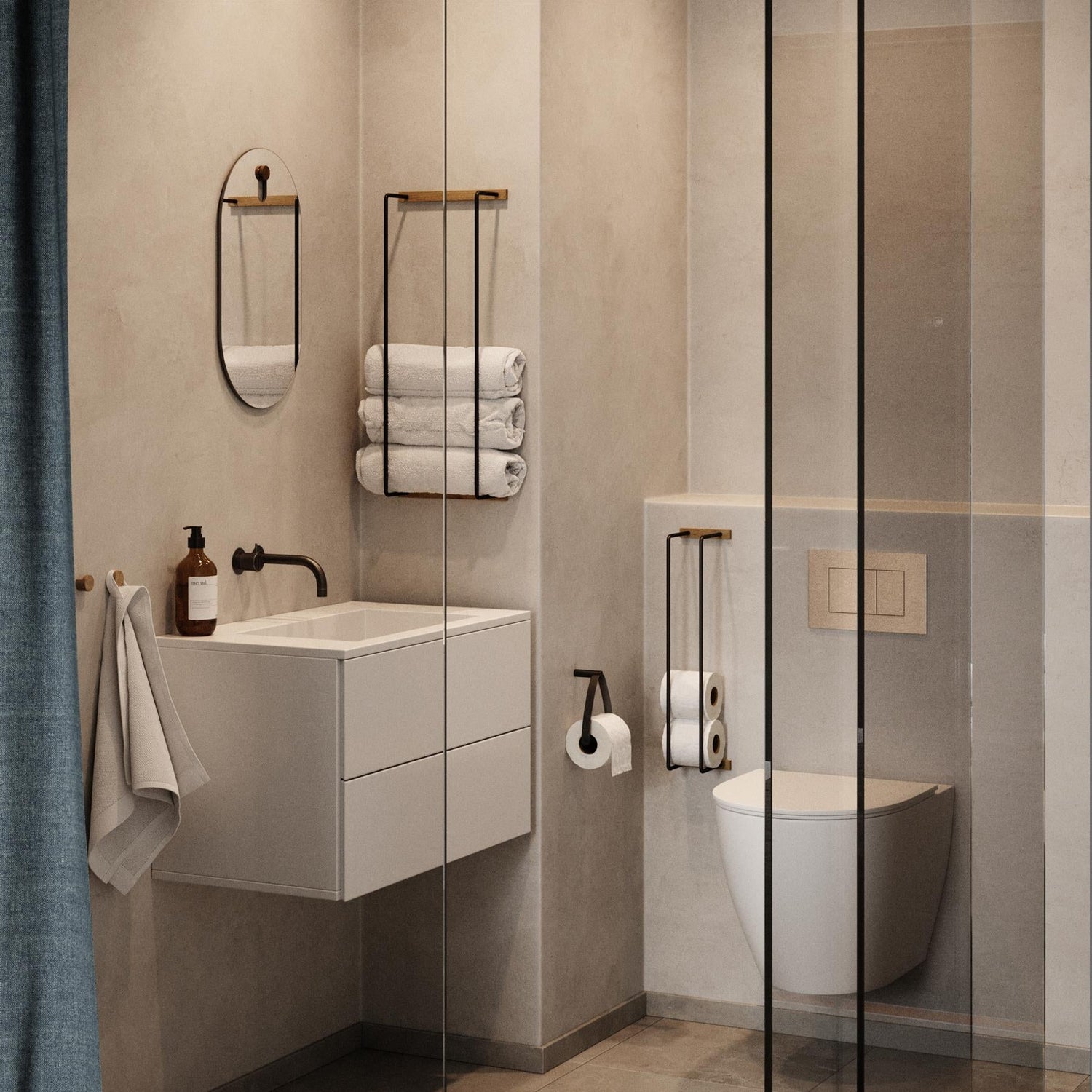 Wall Mounted Towel Rail - Oiled Oak