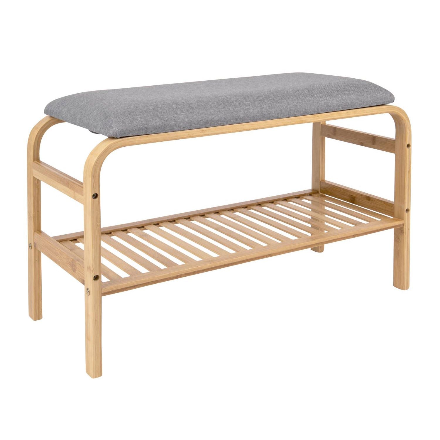 Bamboo Shoe Storage Bench with Shelf