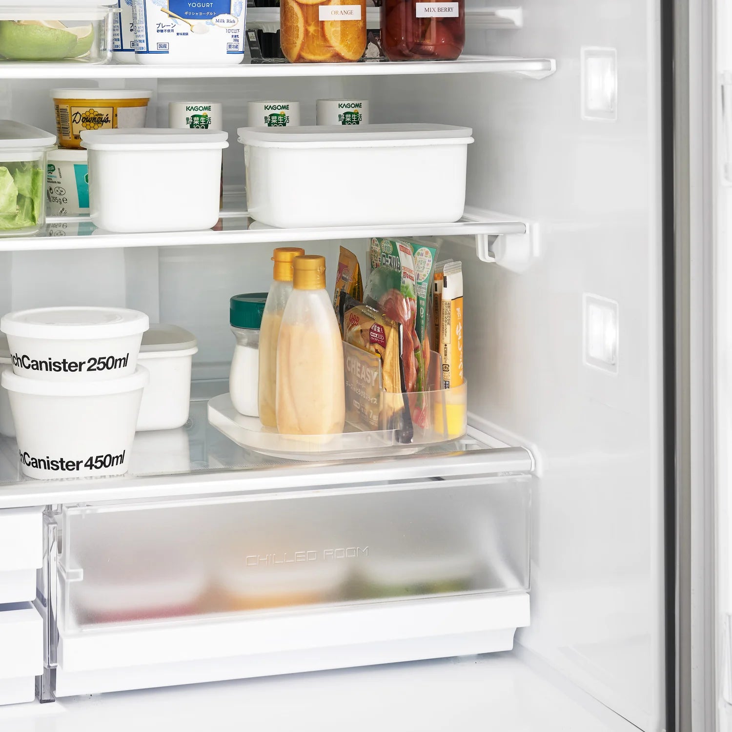 Slim Rotating Fridge Storage Tray with Compartments