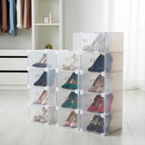 Clear plastic storage box with a gray interior on a white background