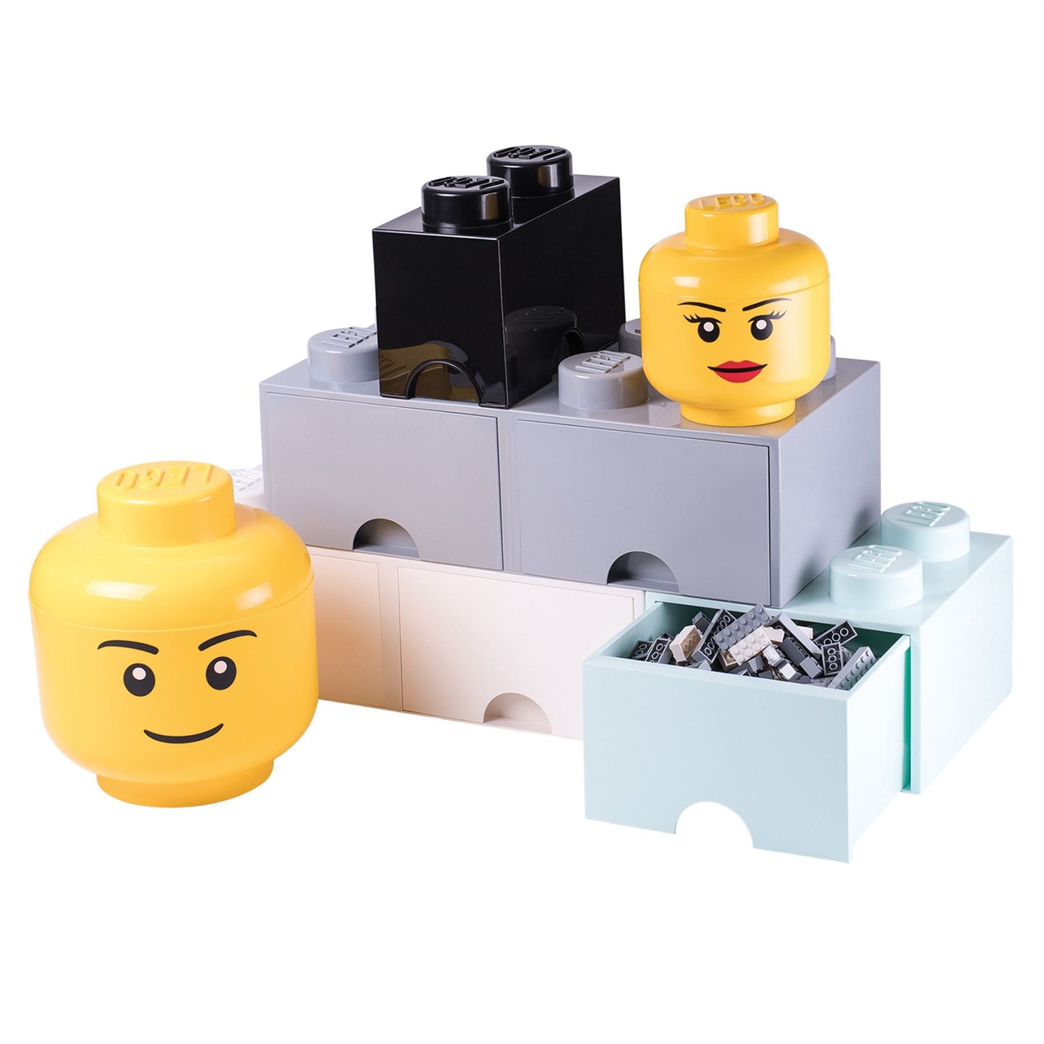 Giant Lego Storage Drawers - Greys Drawer & Head Bundle