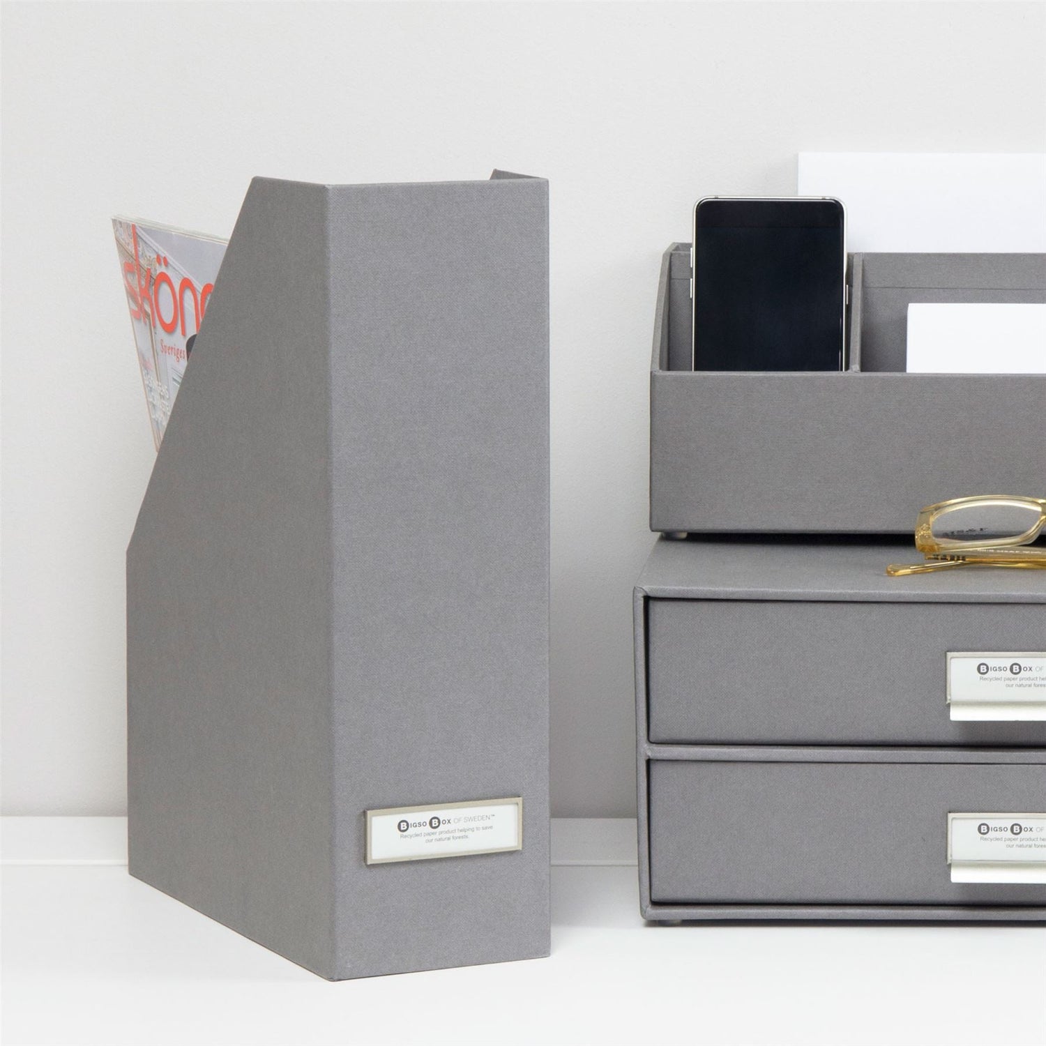 File and Magazine Box with Label Holder - Set of 6