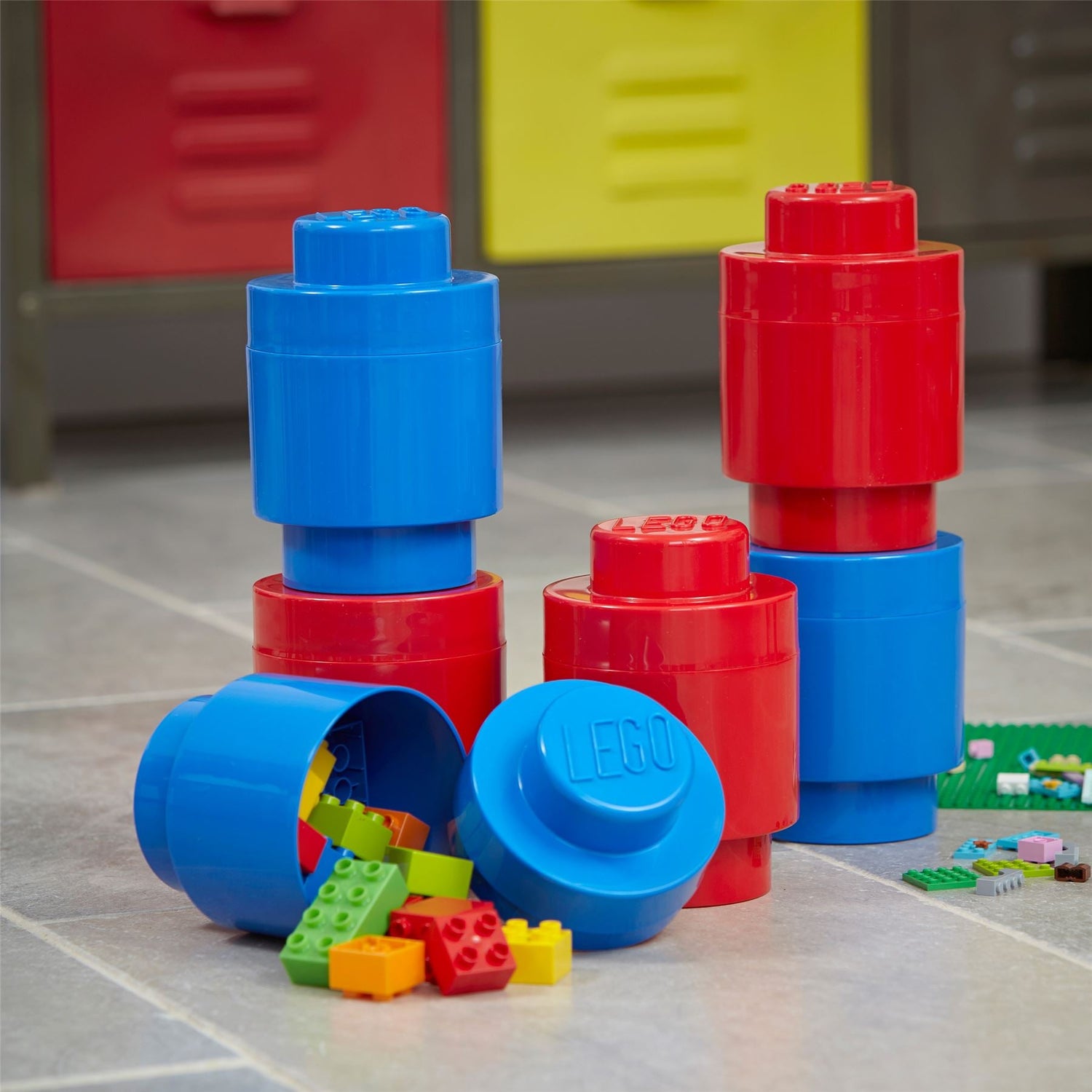 Giant Lego Storage Blocks - Blue & Red Round Bundle