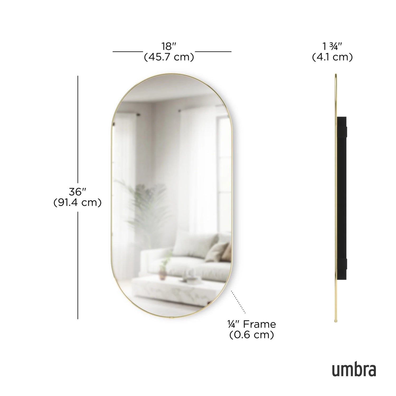 Umbra Hubba Pill Mirror - Brass