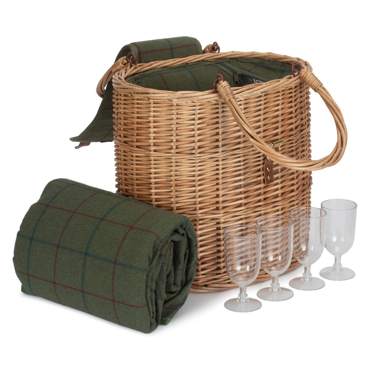Oval Chiller Hamper Basket - Green Tweed