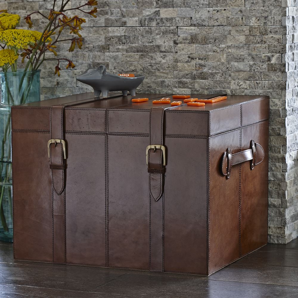 Buffalo Leather Storage Trunk - Large - Not A Boring Box APFE