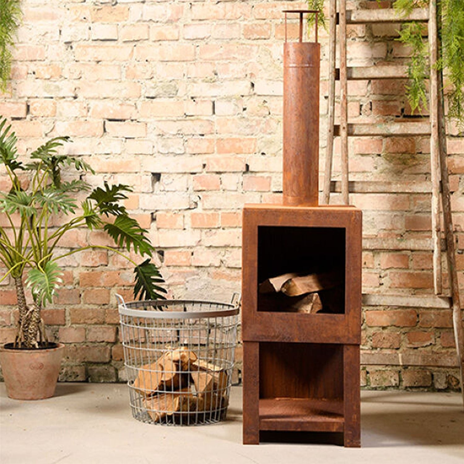 Garden Heater with Wood Store