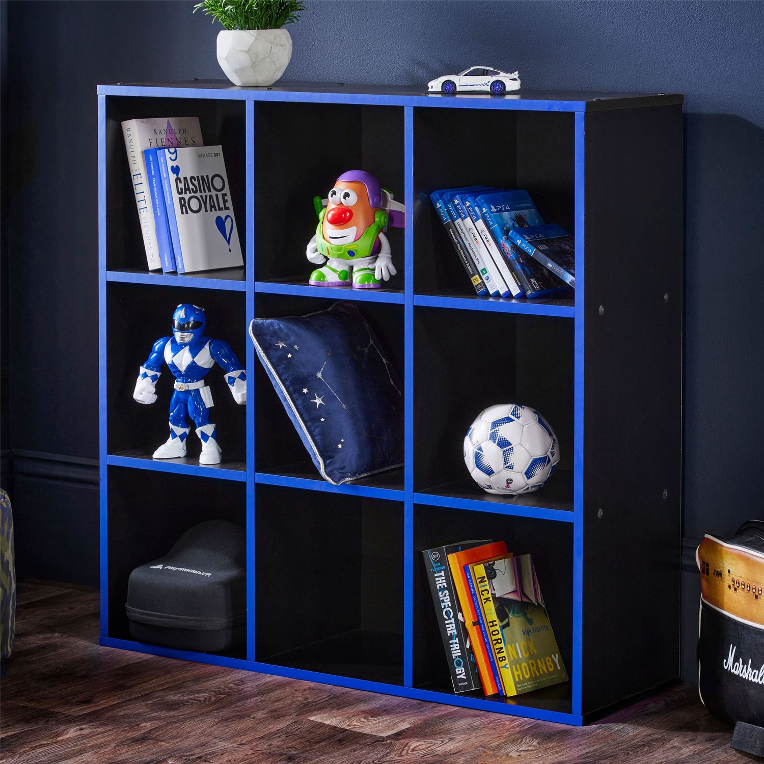 9 Cube Storage Unit - Black and Blue