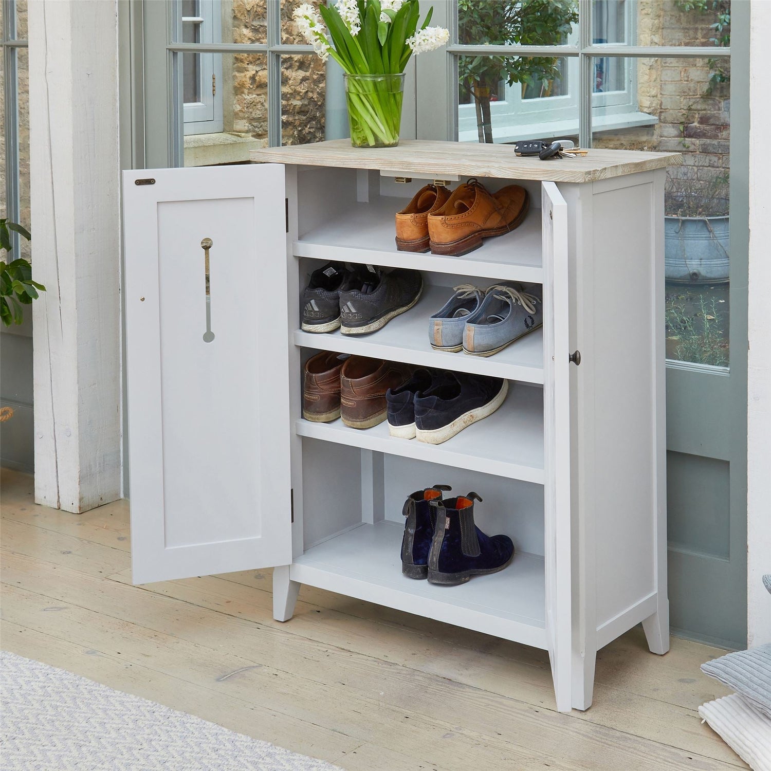 Grey Wood Shoe Storage Cabinet - Signature