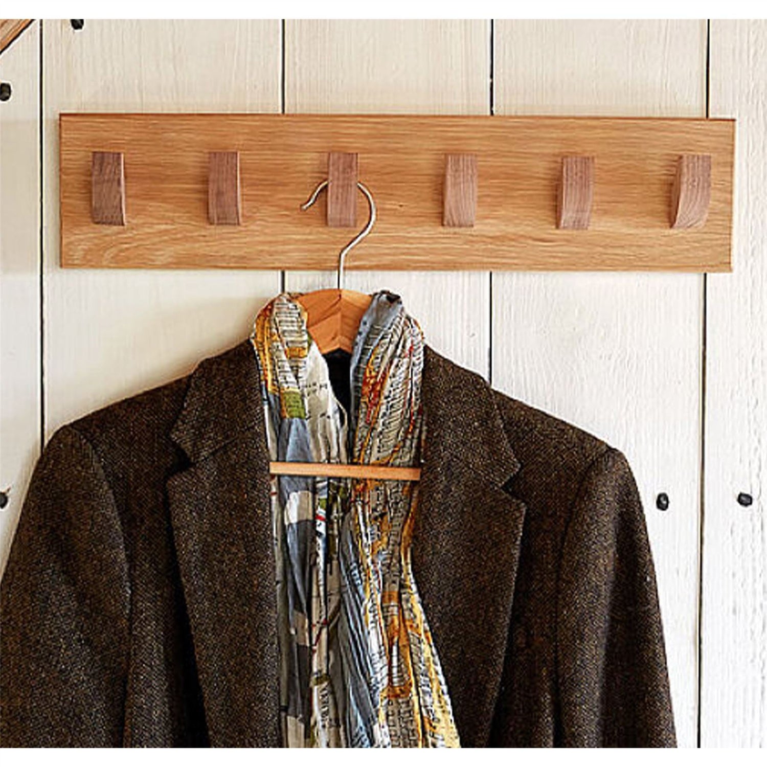 Solid Oak 6 Hook Coat Rack - Not A Boring Box APFE