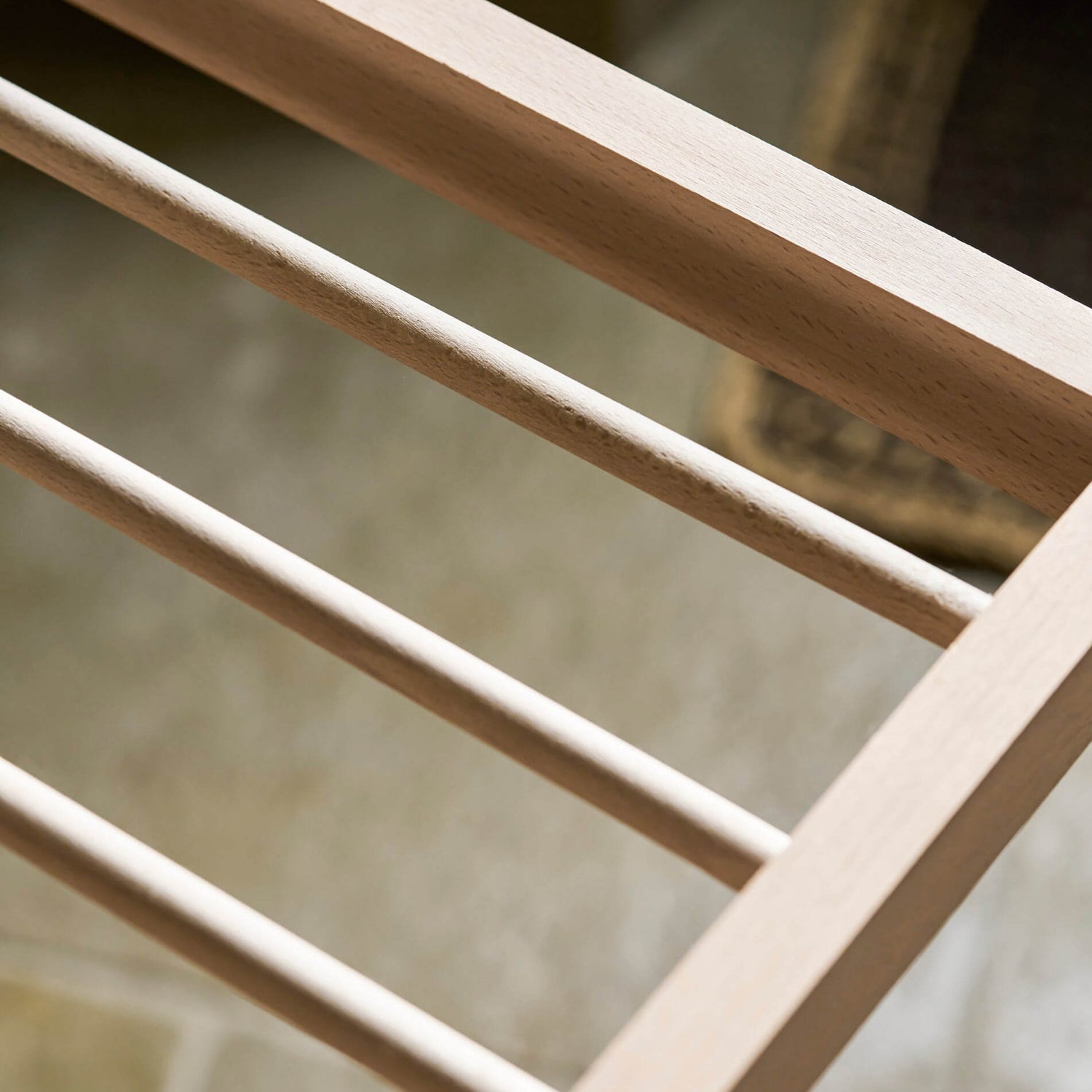 Close-up of wooden slats with a blurred background