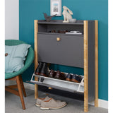Grey Shoe Storage Cabinet - 2 Drawer - Hannover