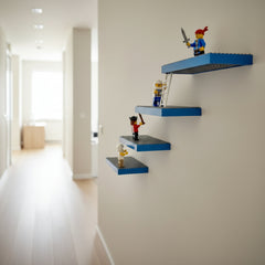 Rectangular building block baseplate with blue border on a white background