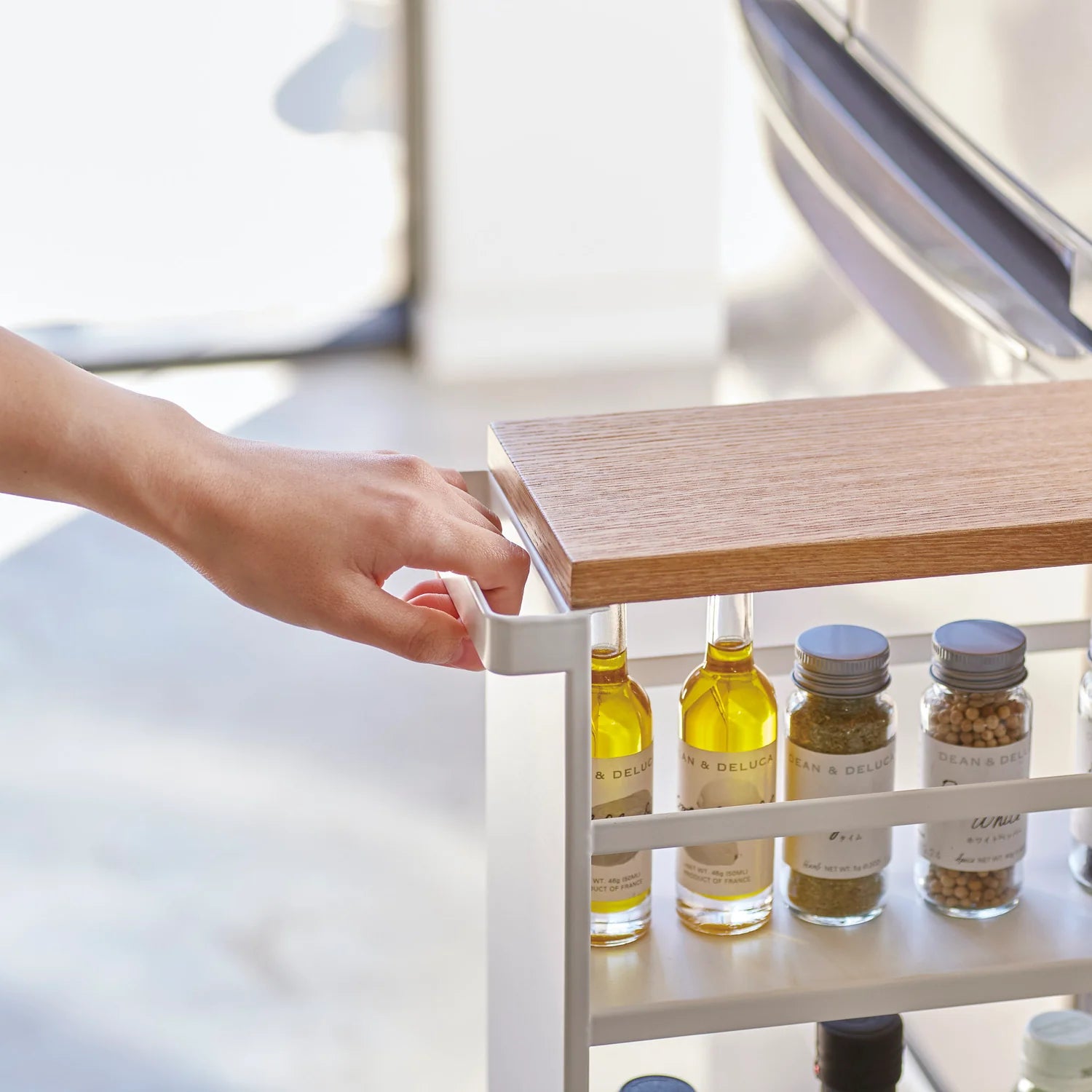 Slimline Kitchen Trolley - Wood Topped