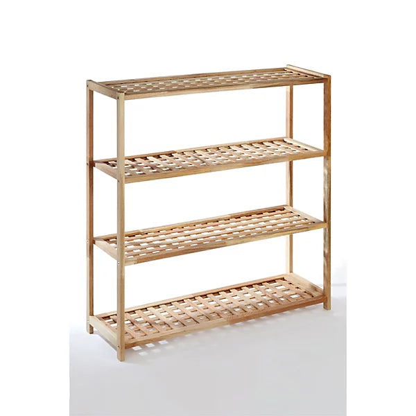 4 Tier Walnut Wooden Shoe Rack